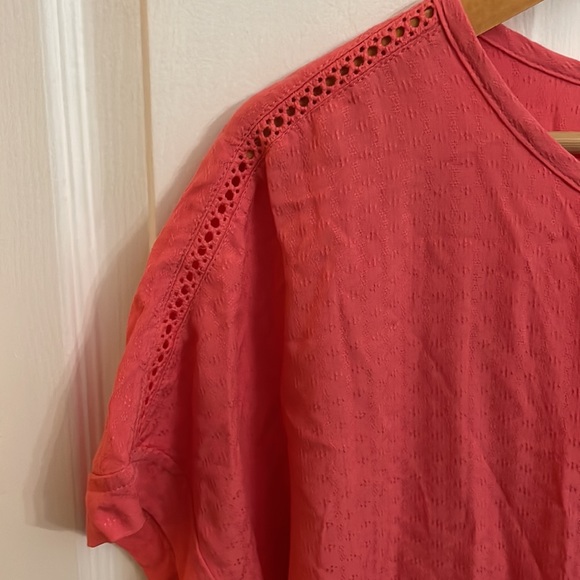 🎁NWT Buffalo David Bitton Coral Short Sleeve Blouse with Front Tie - Picture 6 of 7